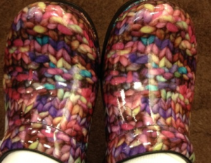Diane's "funky knitting shoes" inspired her design.