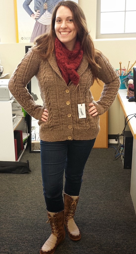 Me modeling the Flaherty sample.