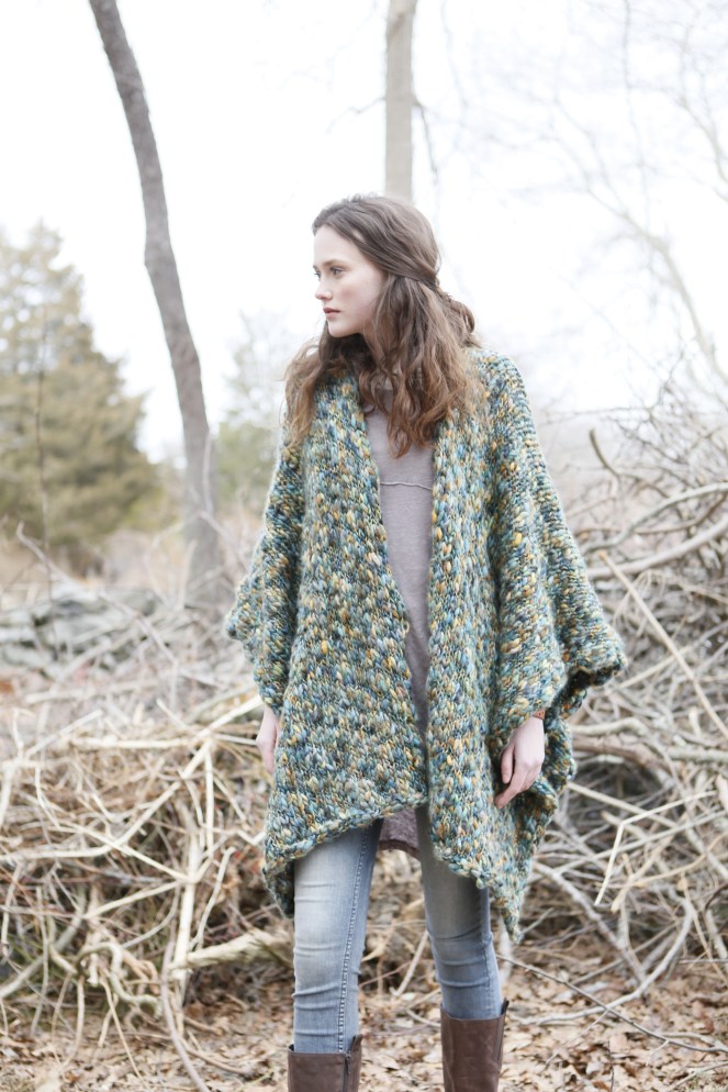 Forest Floor ruana knitting pattern in Berroco Gusto