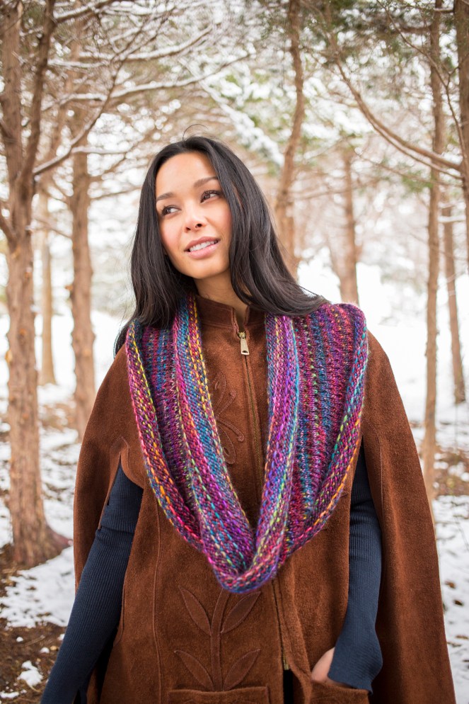 Kaleen cowl knitting pattern in Berroco Millefiori