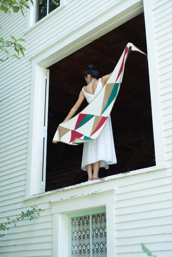 Rodinia Shawl knitting pattern by Alexis Winslow, knit in Berroco Modern Cotton DK