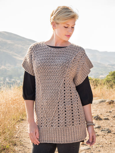 Vista Point Vest crochet pattern by Jill Hanratty, crocheted with Berroco Vintage DK