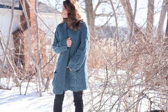 Morton knitted cardigan pattern by Donna Yacino in Berroco Mercado