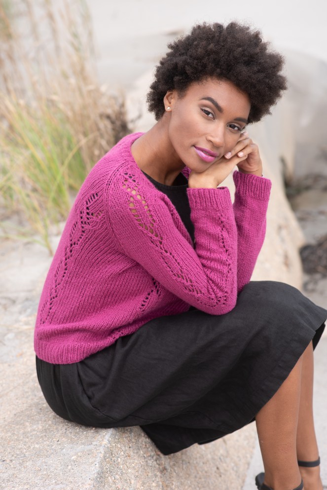 Arda cardigan knitting pattern in Berroco VIbe