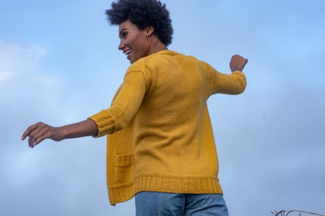 Martisa cardigan knitting pattern in Berroco Vibe