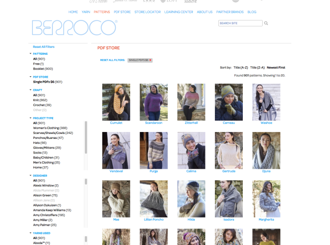 screenshot of berroco PDF store page