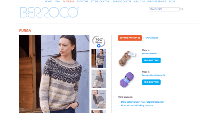 screenshot of Berroco Pixel Purga sweater knitting pattern