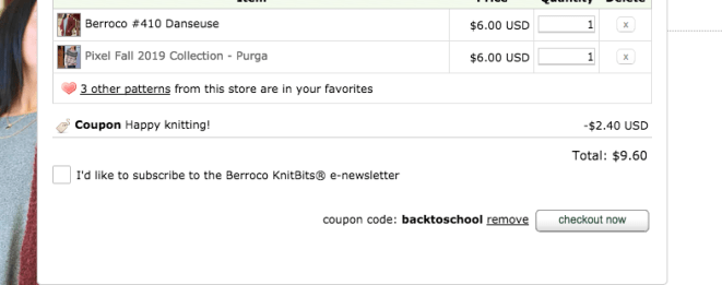 screenshot of applied coupon code