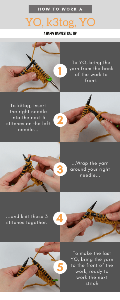 photo tutorial showing how to work the k3tog